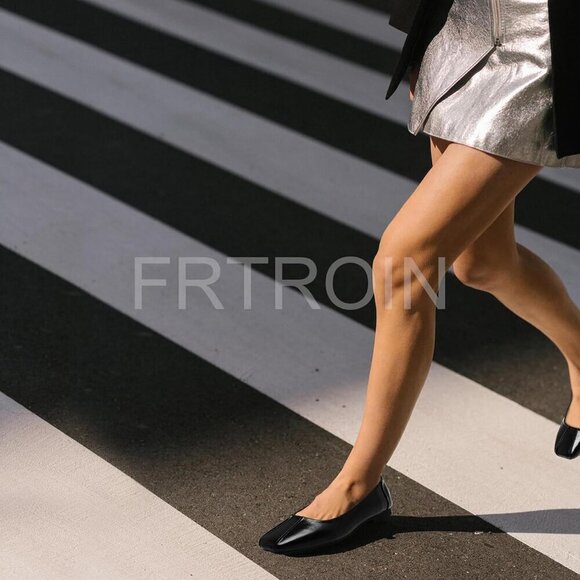 Frtroin Flats Shoes Women Black Lambskin Insole & Soft Leather Ballet Shoes - Picture 8 of 9